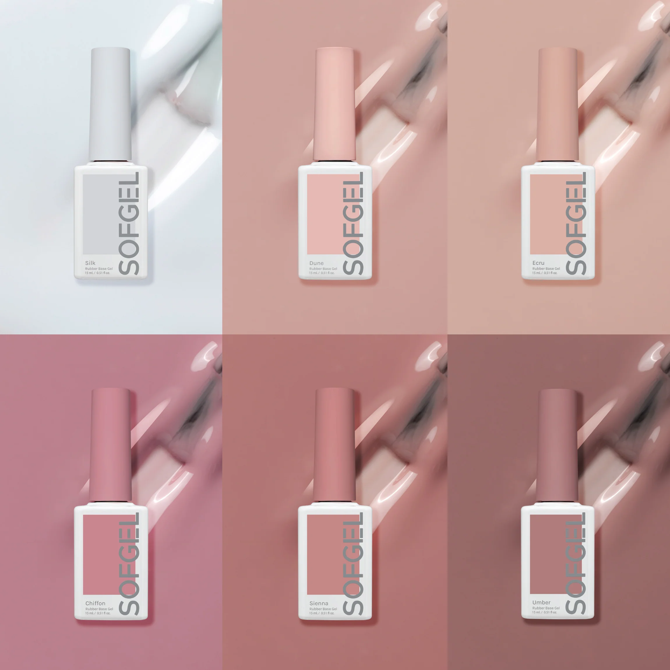 Nude Rubber Base Gel - Set of 6 Colors - Image 2
