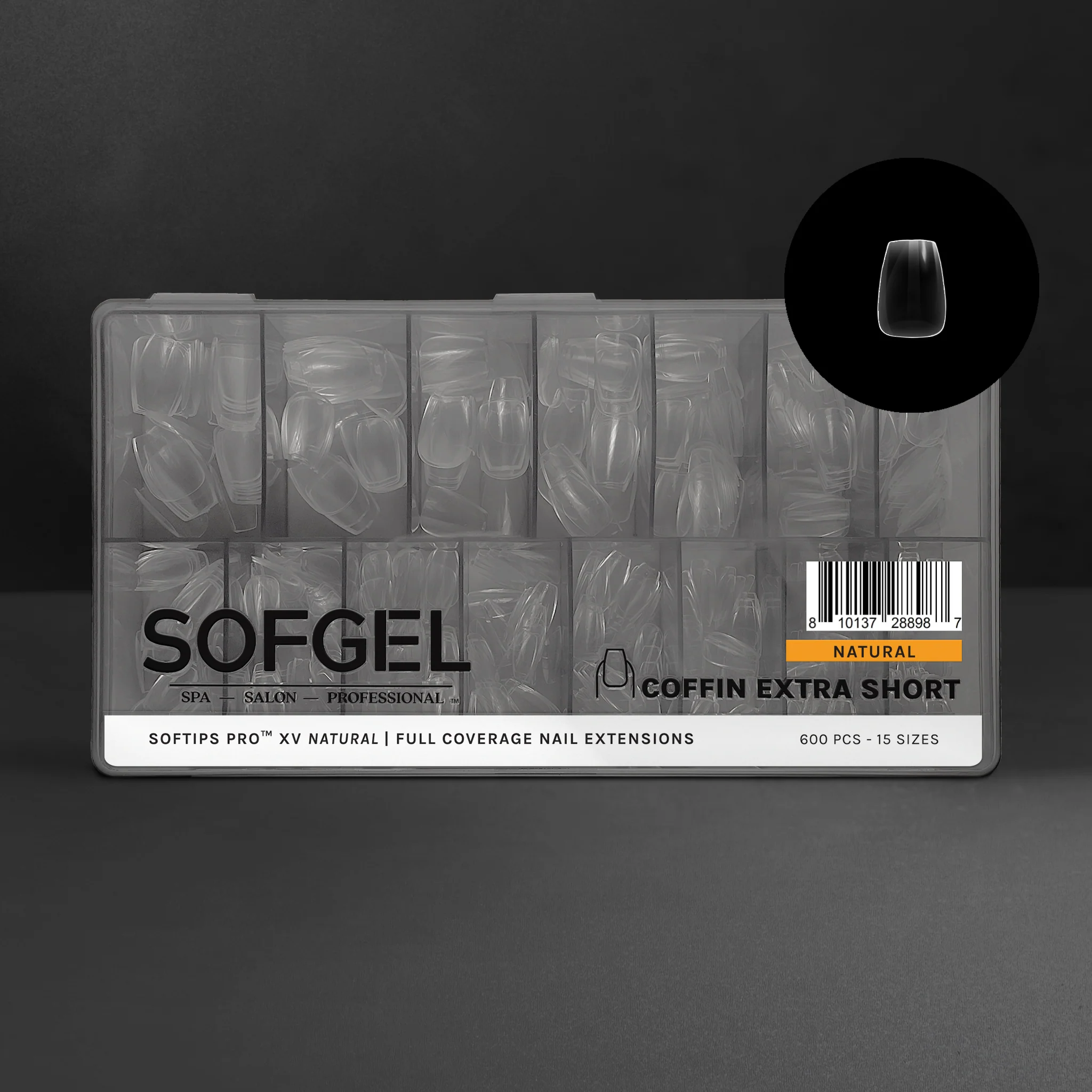 SOFTIPS PRO™ XV NATURAL - COFFIN EXTRA SHORT